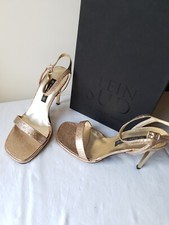 Plein Sud Vintage Elégantes et sexy sandales de soirée dorées cuir T37,5