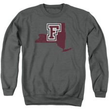 Fordham University Adult Crewneck Sweatshirt State Shape, Charcoal, S-3XL