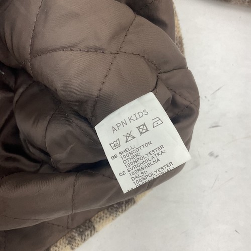 APN Kids Brown Plaid Cotton Overcoat, Girls Youth Size 5, Preowned - Picture 4 of 5