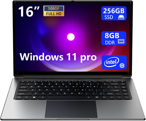 Laptop 16-Inch , 8GB DDR 256GB SSD Portable Laptop, Expandable to 1TB, Pentium Q