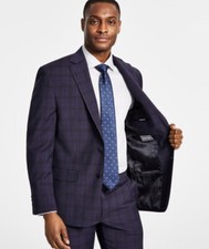 MICHAEL KORS - Suit 42 R Blue Plaid / Slacks 40 With Extra Hem  Stretch Wool