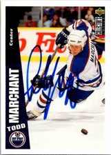 Todd Marchant autographed hockey card (Edmonton Oilers, FT) 1996 Upper Deck #97