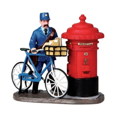 Lemax 2010 The Postman Caddington Village #02753 Tracked Red Mail Box Bicycle