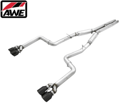 AWE Track Cat-Back Exhaust w/ 4'' Black Tips For 15-23 Dodge Challenger 6.4L/6.2L