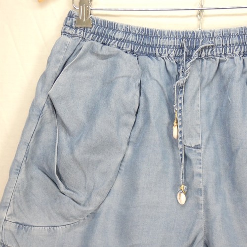 SEAFOLLY Shorts Denim Chambray Beach Cover Up Pockets Drawstring Teen Summer M - Picture 5 of 22