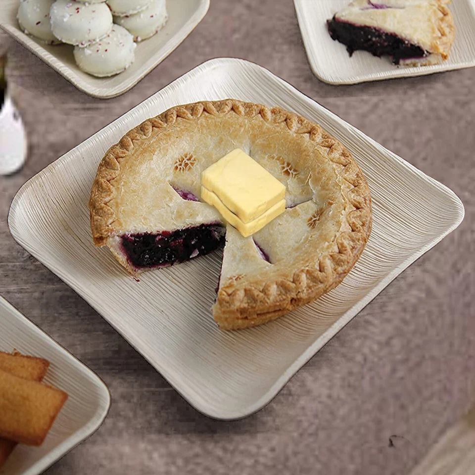 25 x Wooden Palm Leaf Plates Party Disposable Biodegradable Bamboo Square 7" 10" - Image 4 of 4