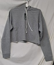 Heather Gray hooded sweatshirt cropped long sleeves Wild Fable Large