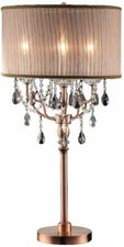 Modern Rose Gold Crinkled Pleated Shade Metal Base Crystal Table Lamp 32"H