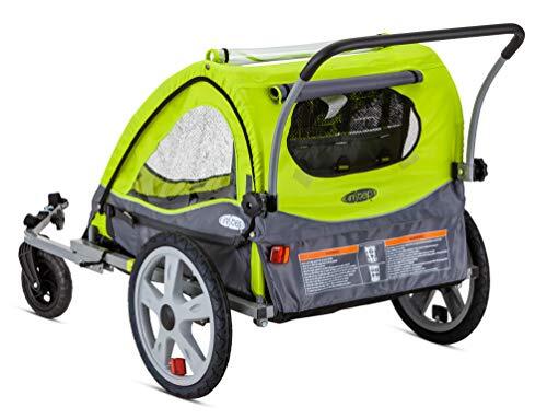  Quick-N-EZ Double Tow Behind for Toddlers, Kids, Converts Bike Trailer Green