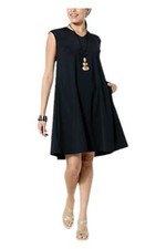 MarlaWynne Stretch Tech Pleat Back Midi Dress Black