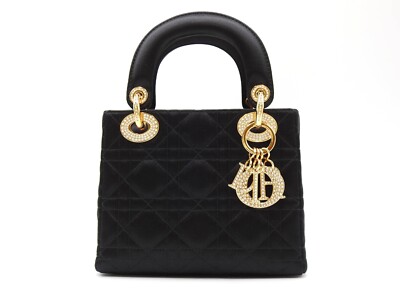 Chistian Dior★クリスチャンディオール★handbag★ハンドバッグ Christian Dior Lady Dior Mini Cannage Hand Bag Satin Crystal Black