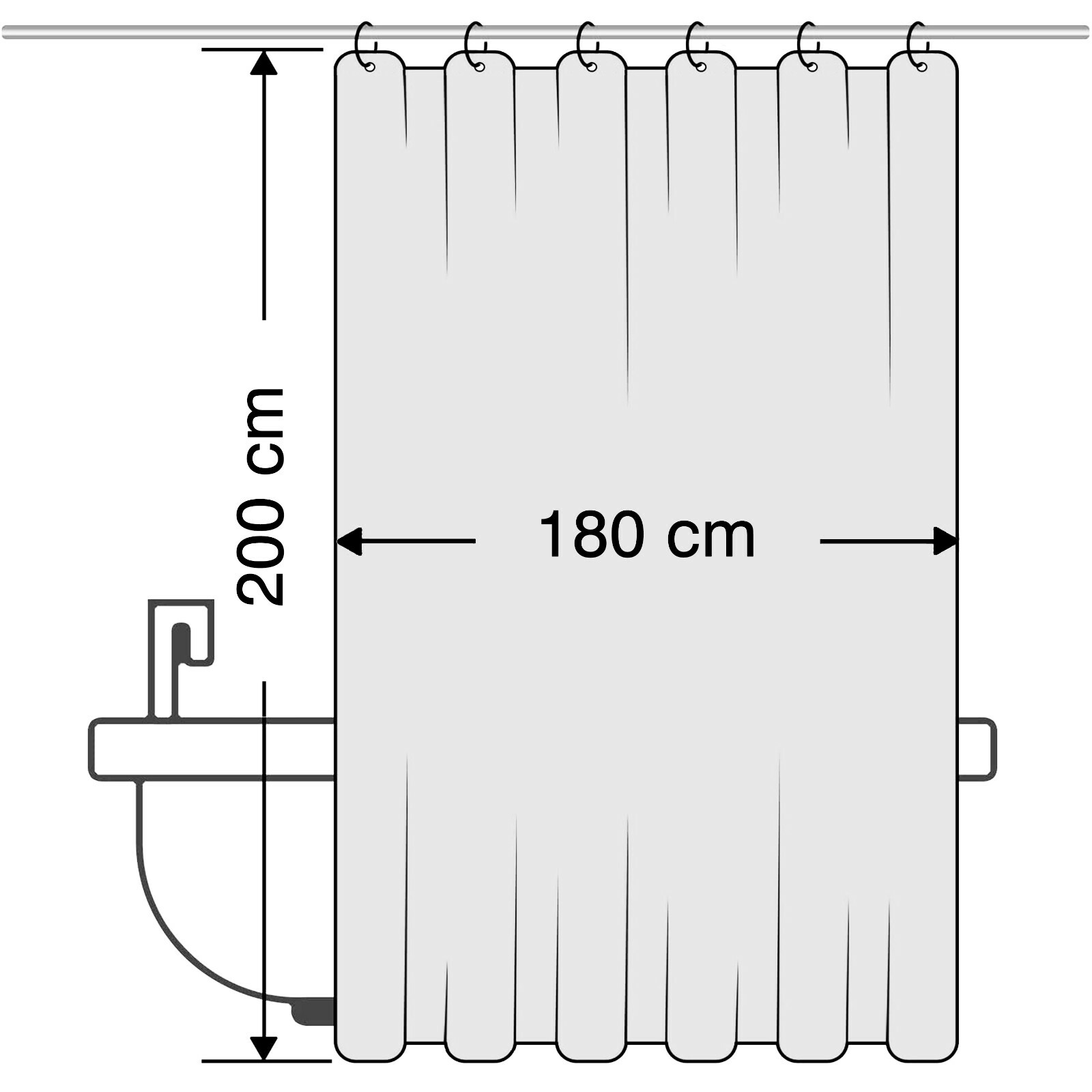 Duschvorhang Mit Waffelmuster In Weiß - Inkl. Wasserdichtem PEVA-Innenfutter 183x183 Cm