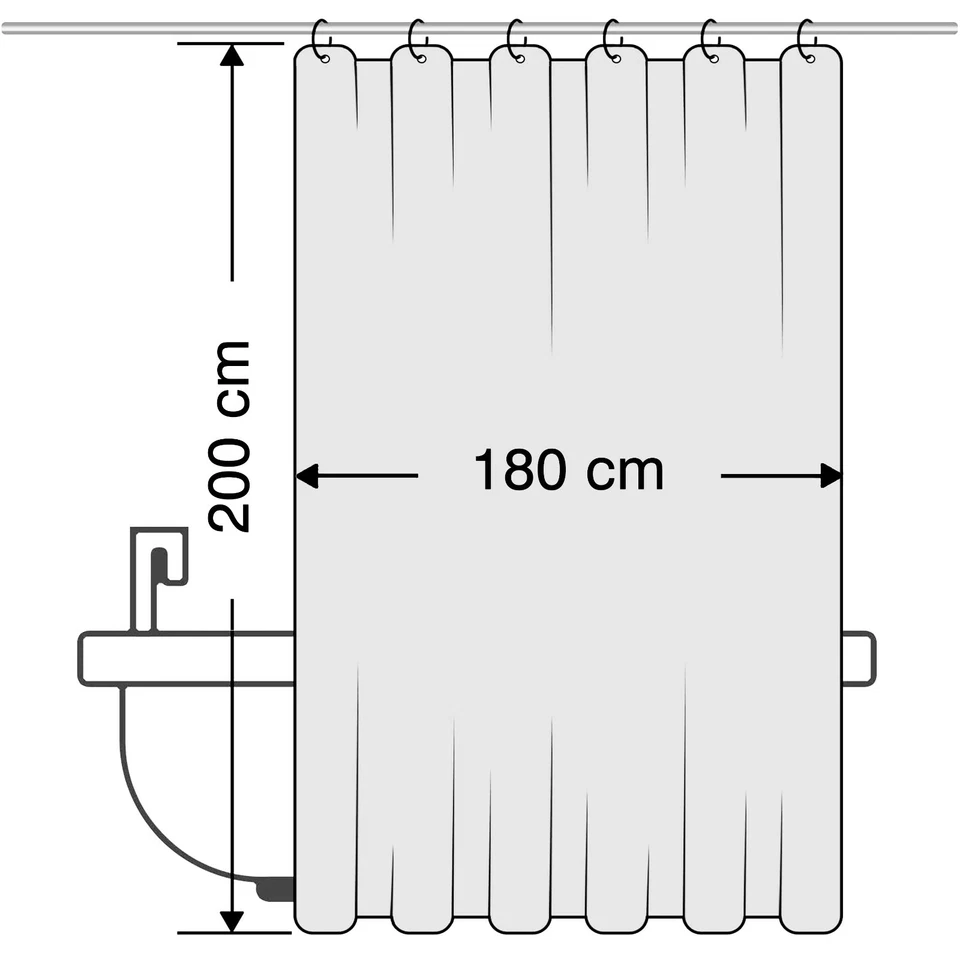 Duschvorhang Polyester Textil / PEVA 180x200 cm Badewannen Vorhang inkl. Haken - Bild 4 von 4