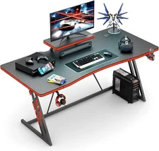 55 inch Gaming Desk PC Computer Table Racing Style Home Office Desk Z Shaped 