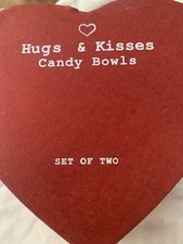 Gift Craft Boxed Set of 2 Candy Bowls  ~ HUGS and KISSES ~  Gift