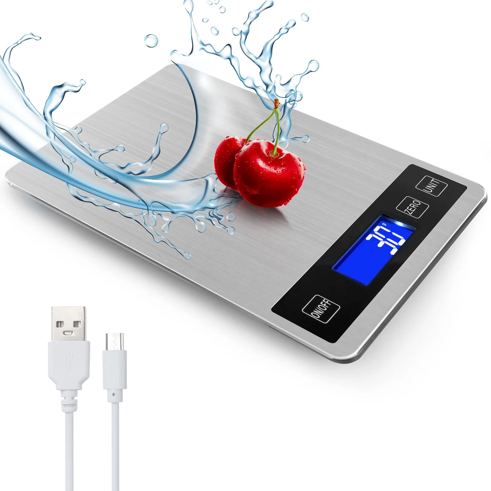 33lb Food Kitchen Digital Scale1g/0.05oz Precise Graduation USB Charging Kitc...