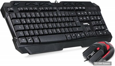 DONZO SI-8059 USB Gamer Tastatur QWERTZ + Gaming Maus mit Gewichten, Schwarz NEU