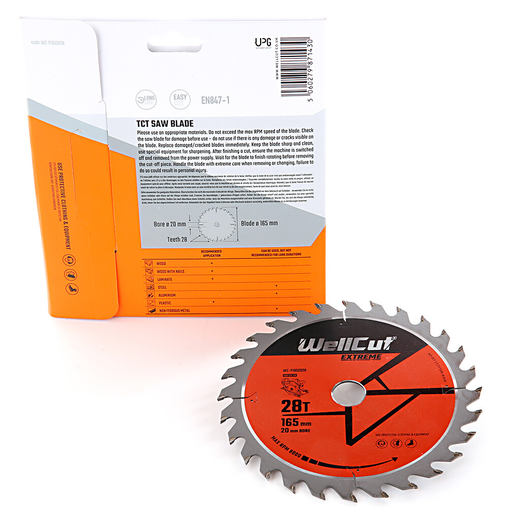 Plunge Saw Blade 165 x 20mm 28T For GTS165 MSPS1200 TTB673CSW PLS1214