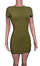 Reformation knit Dress Dark Olive S Organic Cotton Bodycon Mini NWTS Party club