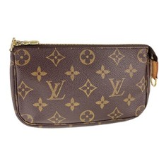 Louis Vuitton Monogram Mini Pochette Accessoires Leather Fabric Brown Pouch 2951