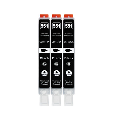 3x XXL Drucker Patrone für Canon CLI-551 BK Schwarz  IP7250  MG6650  MX925