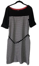 LAUREN Ralph Lauren Jersey Dress large Cotton 1/4 Cap Sleeve Nautical Rope Belt