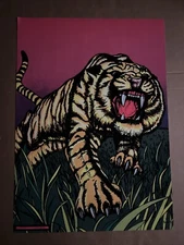 tiger vintage poster blacklight jungle 1979 pro arts tigers flocked velvet