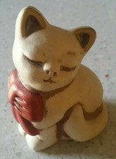 THUN - GATTO SEDUTO CON FIOCCO ROSSO - H 9 CM - SENZA SCATOLA - FUORI PRODUZIONE