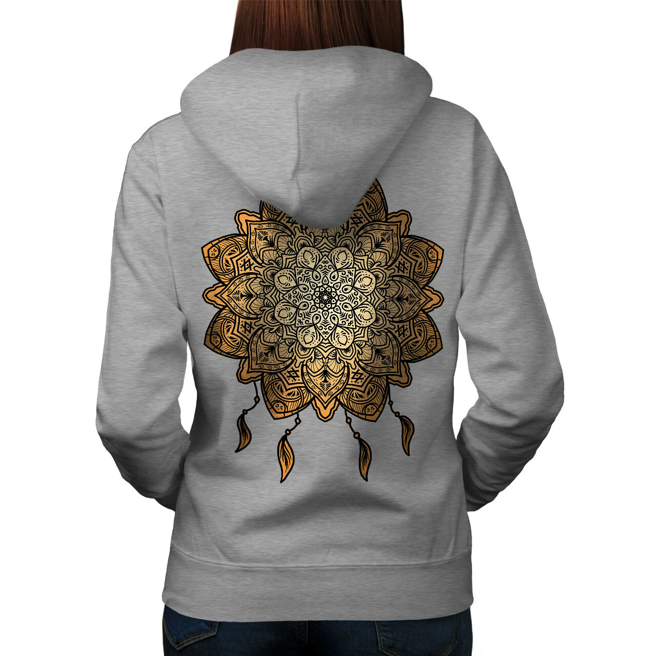 Wellcoda Mandala Yoga Spiritual Womens Hoodie Back
