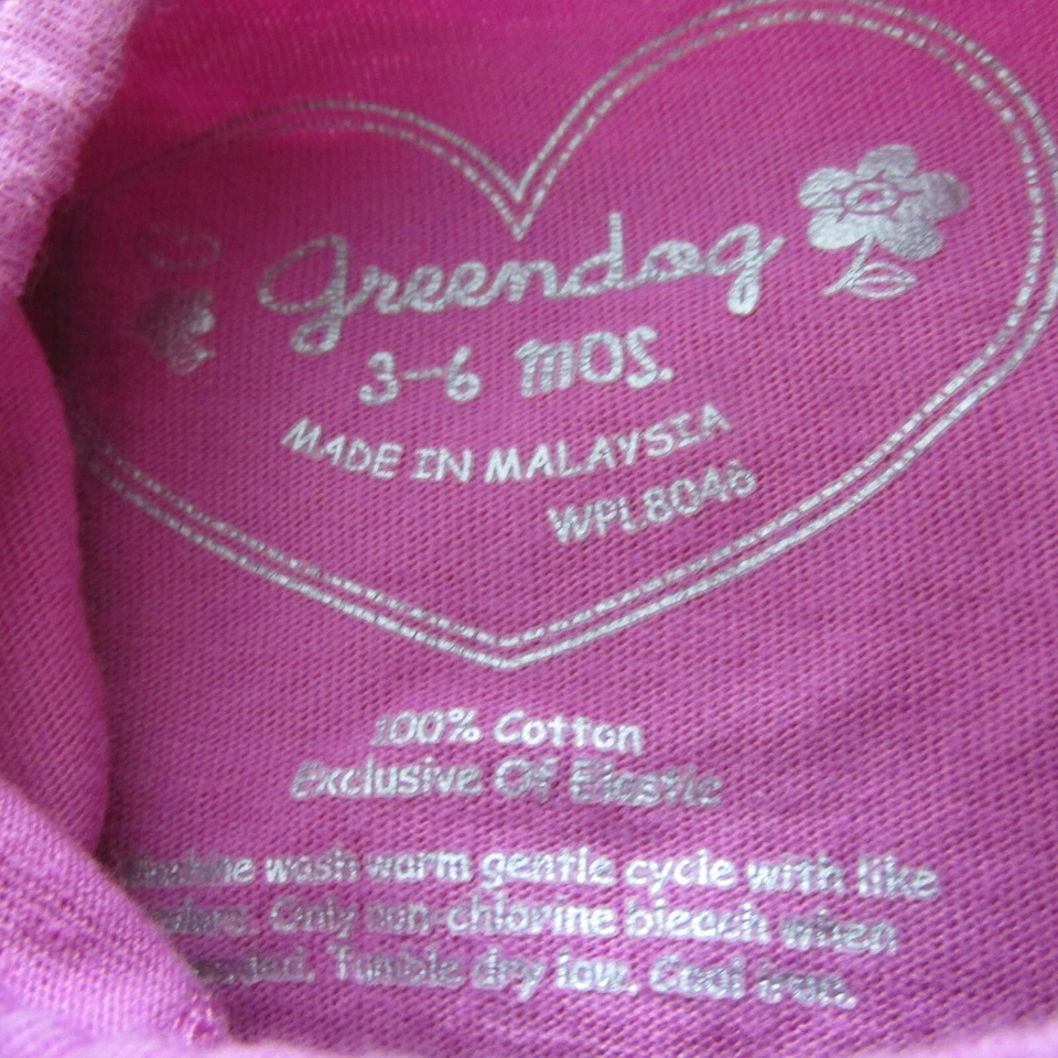 Greendog T Shirt Infant Girls Size 3-6M Purple White Long Sleeve Peace Pullover - Image 3 of 4