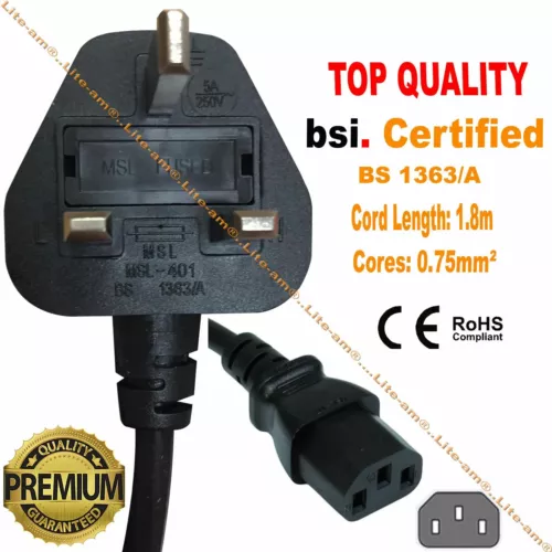 IEC C13 Netzkabel Stromkabel Leitung 3 Pin UK Stecker für AOC Q32V4 Monitor