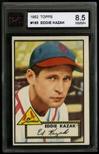 1952 TOPPS BASEBALL ~ #165 ~ EDDIE KAZAK ~ THE ST. LOUIS CARDINALS ~ KSA 8.5