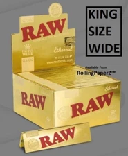 FULL BOX 50 PKS RAW ETHEREAL KING SIZE WIDE Rolling Papers - Phenomenally Thin!