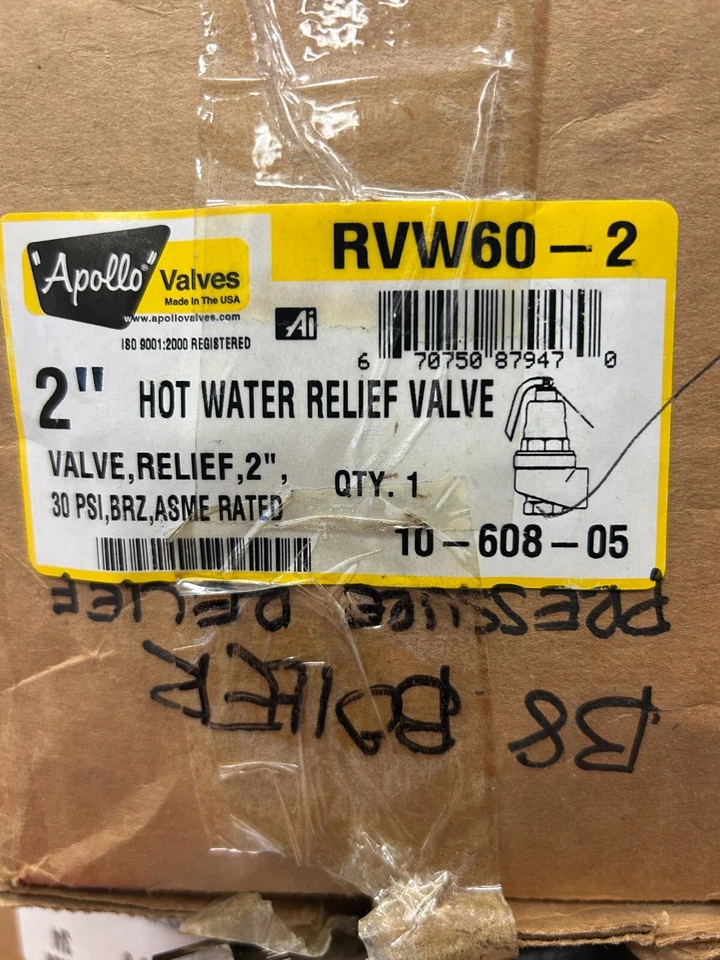 NEW - Apollo RVW60 - 2 Hot Water  1060825  2” Safety Relief Valve 125 Psi  - Image 2 of 4