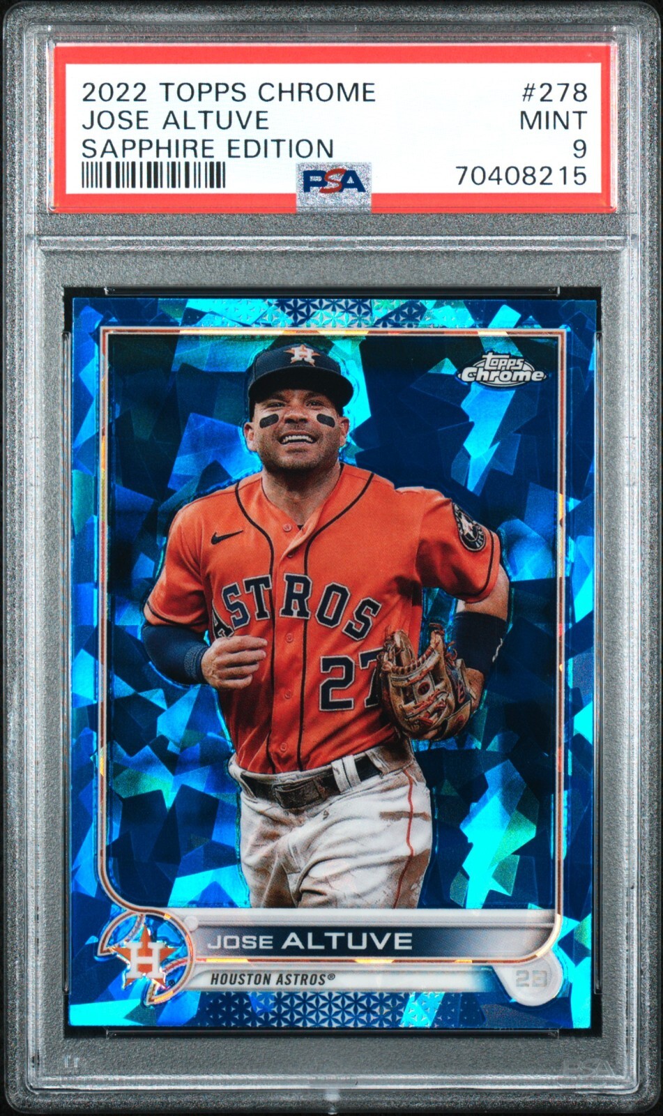 2022 Topps Chrome Sapphire #278 Jose Altuve PSA 9 view 1