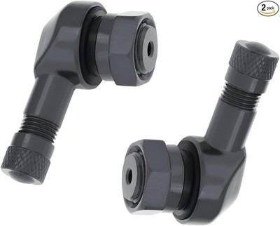 Motorcycle Tire Valve Stems, 90 Degree Angle Aluminum Alloy, 2-Pac Color: Gray