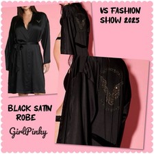 VICTORIA  S SECRET FASHION SHOW 2025 SATIN MIDI ROBE BLACK IN M/L  XL/XXL