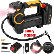 21V Cordless Electric Car Tyre Inflator Pump Tire Air Compressor Pump + Battery.
