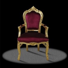 Barock stuhl rot gold Esstisch modern bordeaux repro look klassich style luxus