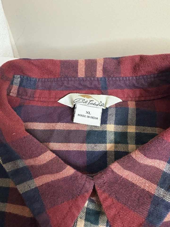 Camisa de franela Bob Timberlake para hombre talla XL manga larga abotonada roja negra Foto 2 de 3