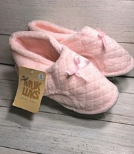 MUKLUKS Women's Micro Chenille Adjustable Bootie Slippers Pink Womens Small 5-6