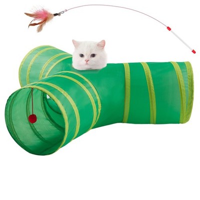 Cat Tunnels for Indoor Cats 3 Way Play Toy Kitty Tunnel Peek Hole Toy with Ba...