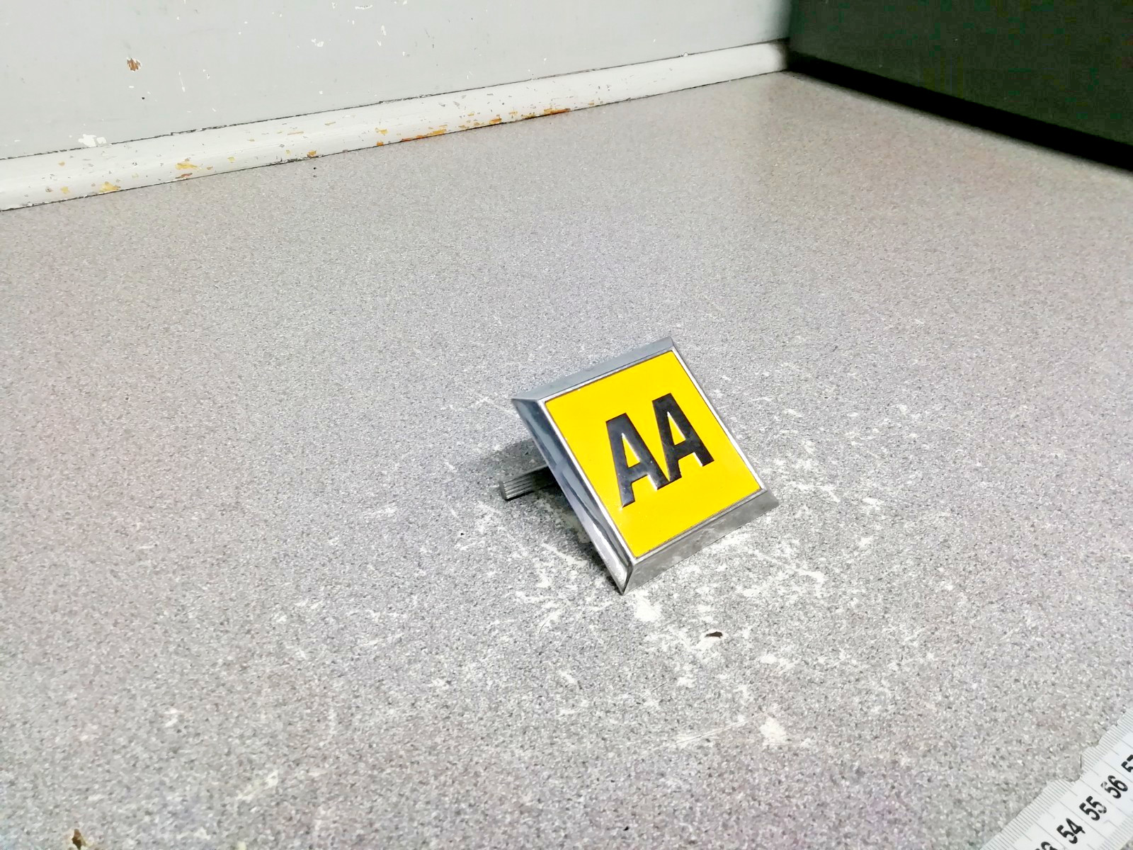 Vintage Square AA Badge No. 3679 Mounting Screws & Fixing Plate 1960's ? 70's ?