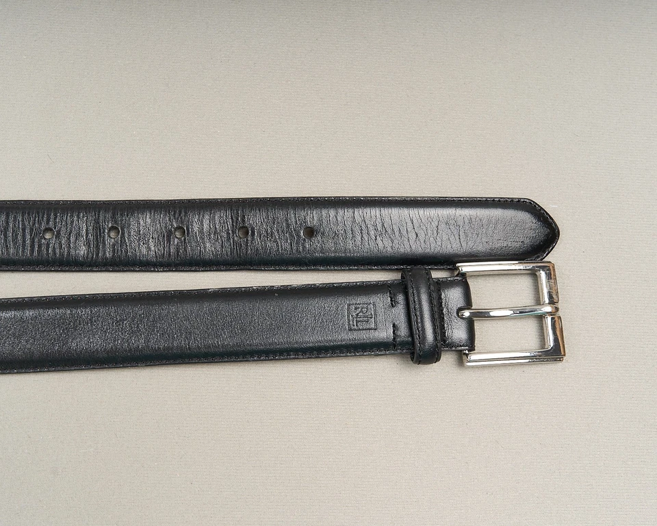 Vestido Lauren Ralph Lauren de cuero negro con cinturón para hombre 42 hebilla plateada Foto 2 de 4