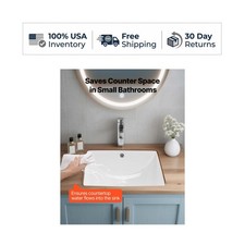 Undermount Bathroom Sink 18x13 Inch Rectangular White Ceramic Basin