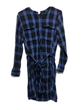 Gap Women’s Blue Plaid Flannel Shirt Dress Size Medium
