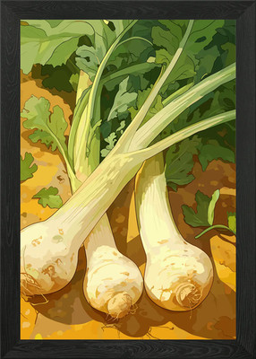 Frische Selleriewurzel Illustration gerahmtes Wandbild Poster Leinwanddruck Bild