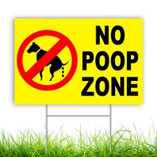No Pooping Dog Yard Sign, 12x8 Coroplast Keep Pets from Lawn, Please Stay Off...