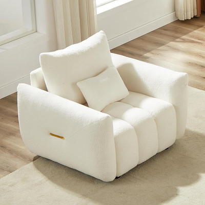 Oversized Teddy Cloud Sofa Chair, Comfy Boucle Accent Couch - Beige White