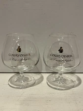 2 Courvoisier Le Cognac de Napoleon Snifter Bar Glass Gold Logo France